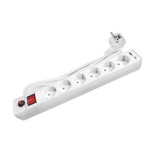 Фильтр- удлинитель "UNIVersal" 6гн. с USB type-A + type-C, ПВС 3*0,75, 10А, выкл. с инд. белый 5м