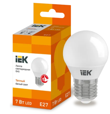 Лампа LED G45 шар 7Вт 230В 3000К E27 IEK
