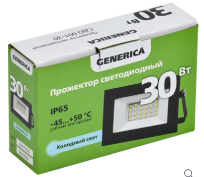 Прожектор светодиодный СДО 001-30 6500К IP65 черный GENERICA