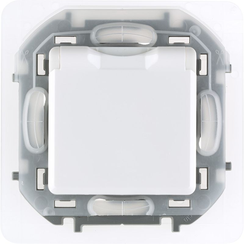 Legrand INSPIRIA Белый Розетка 2К+З IP 44 с откидной крышкой и шторками 16 А - 250 В
