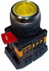 Кнопка ABLF-22 желтый d22мм неон 240В 1з+1р ИЭК