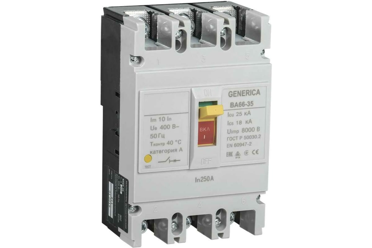 Автоматический выключатель ВА66-35 3Р 250А 25кА GENERICA