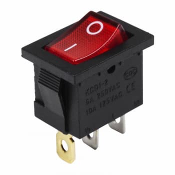 Выключатель клавишный 24V 15А (3с) ON-OFF красный с подсветкой Mini REXANT