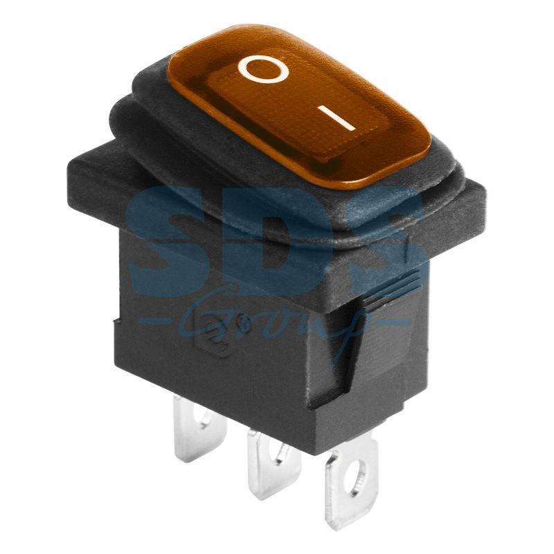 Выключатель клавишный 250V 6А (3с) ON-OFF желтый с подсветкой Mini ВЛАГОЗАЩИТА REXANT