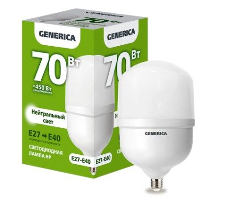 Лампа LED HP 70Вт 230В 4000К E27-E40 GENERICA