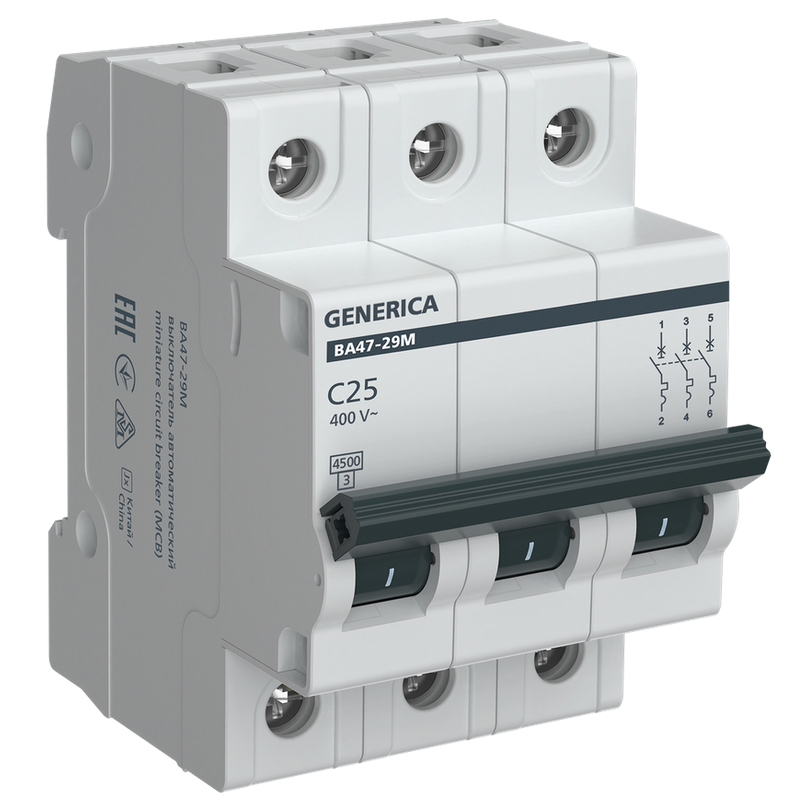 Авт.выкл. ВА47-29М 3P 25А 4,5кА C GENERICA