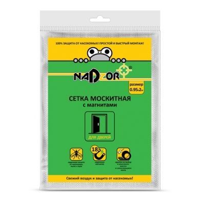 Сетка москитная с крепежом 1*2,1м с магнитами, в пакете, белая, Nadzor/20