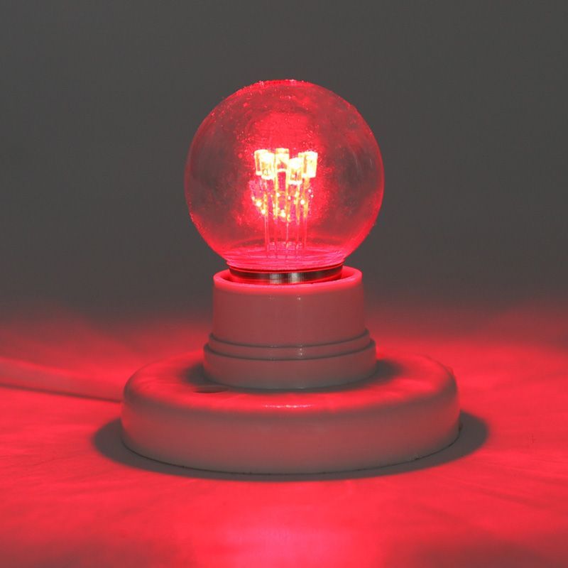 Лампа шар e27 6 LED ∅45мм - красная, прозрачная колба, эффект лампы накаливания