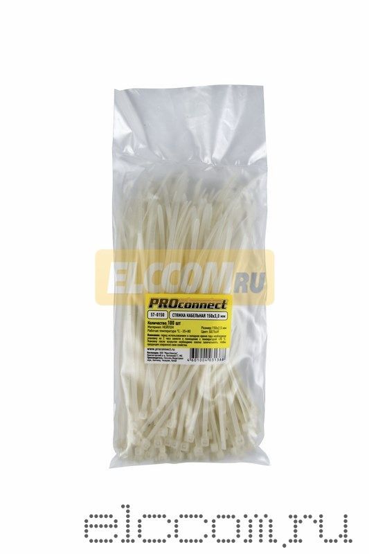 Хомут nylon 3,6 х 300 мм 100 шт белый Proconnect