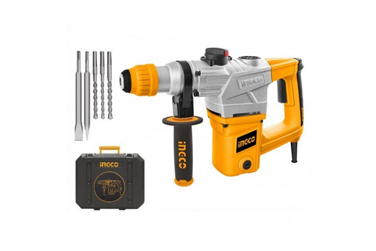 Перфоратор INGCO RH10508  INDUSTRIAL, 1050Вт, 900об\мин, 4000уд\мин, 5Дж, SDS-plus, оснастка,  кейс