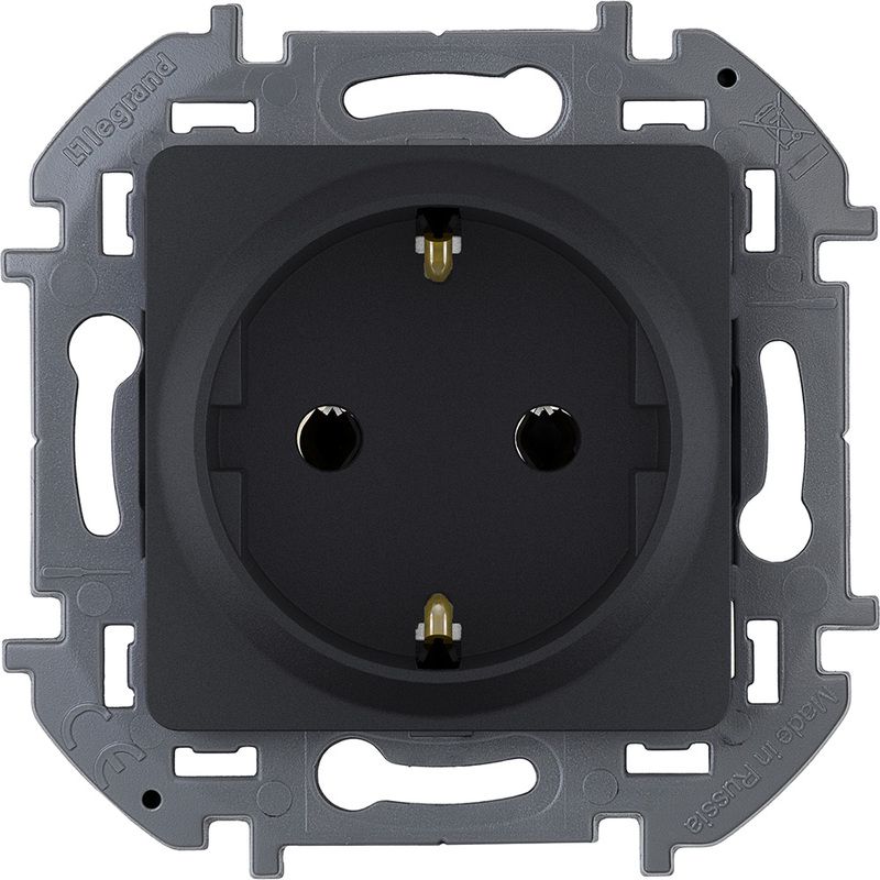 Legrand INSPIRIA Антрацит Розетка 2К+З - немецкий стандарт - 16 А - 250 В