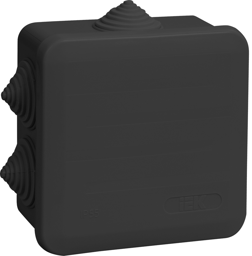 Коробка распаячная КМ41255 для открытой проводки 100х100х50мм IP44 6 гермовводов черная IEK