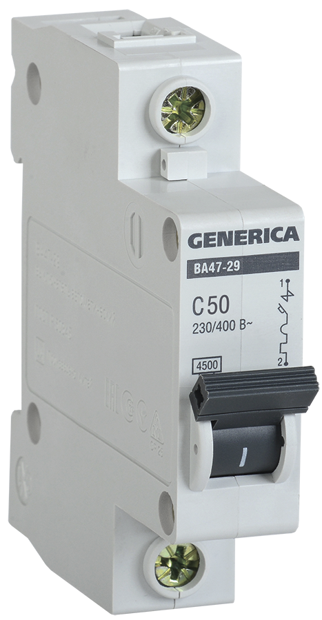 Авт.выкл. ВА47-29 1Р 50А 4,5кА х-ка С GENERICA
