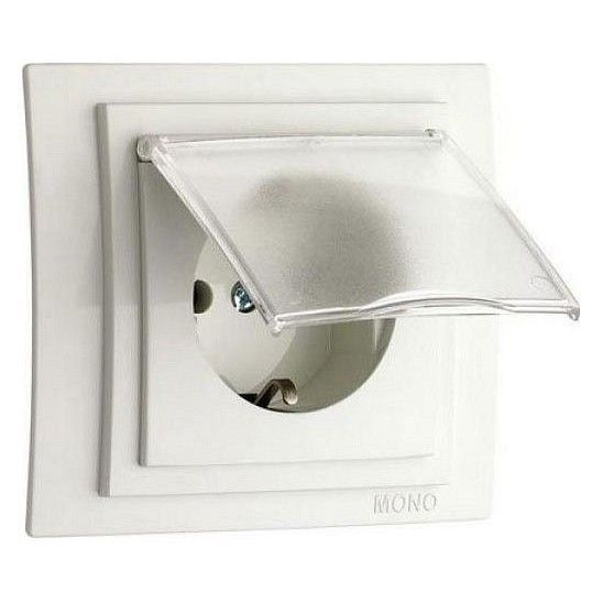 Despina Розетка 1-я с/з с крышкой Слоновая кость Механизм