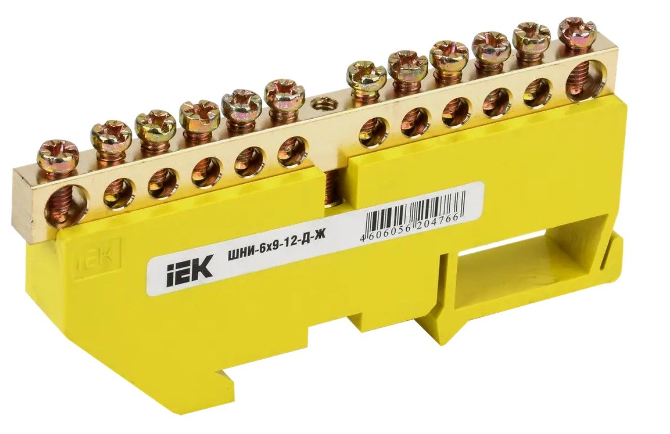 Шина PE "земля" на DIN-изол ШНИ-6х9-12-Д-Ж IEK