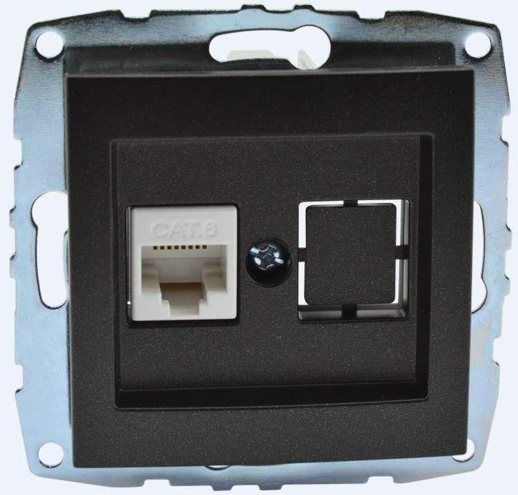 Despina Розетка Комп. (Rj45 Cat 6) Графит / Механизм