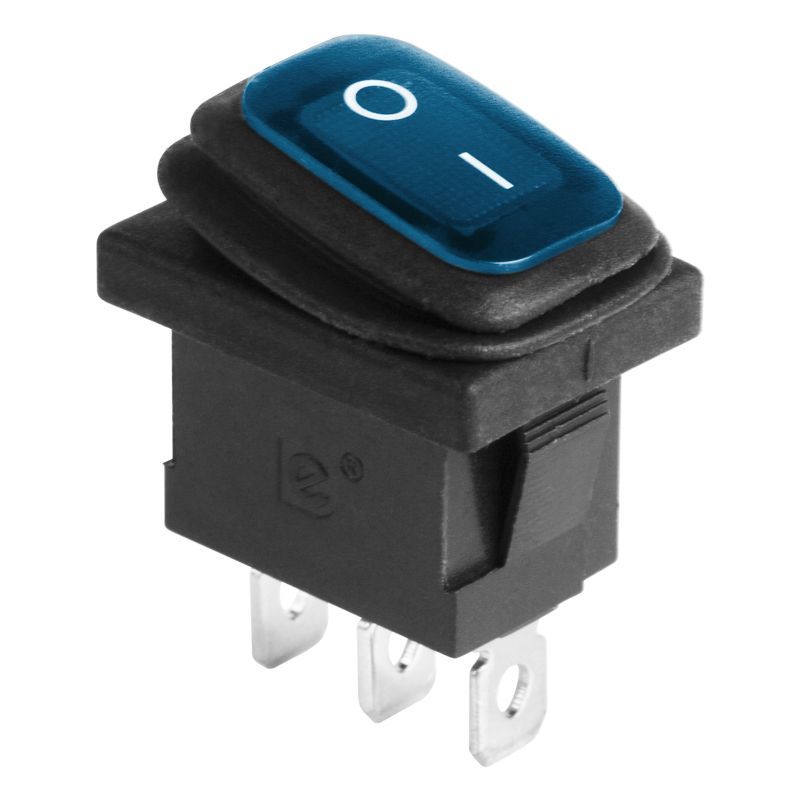 Выключатель клавишный 250V 6А (3с) ON-OFF синий с подсветкой Mini ВЛАГОЗАЩИТА REXANT