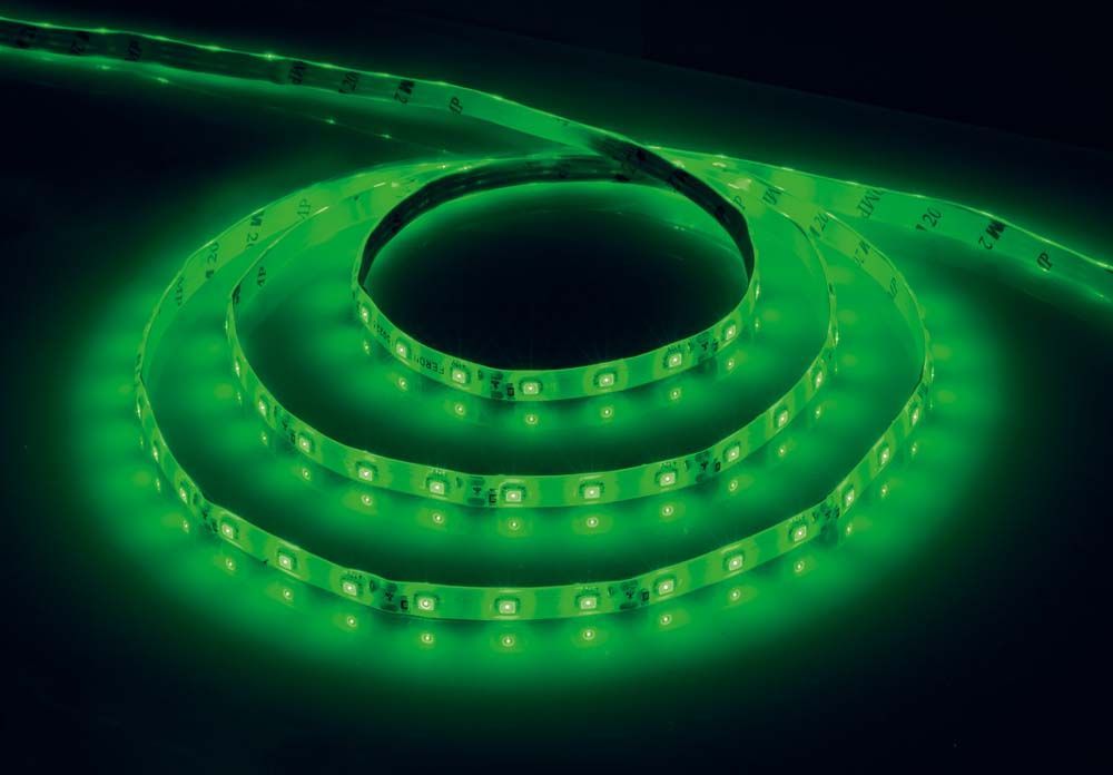 Лента светодиодная Feron LS603, 60SMD(2835)/м 4.8Вт/м 5м IP20 12V зеленый в уп. 5м