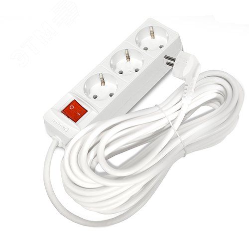 Удлинитель бытовой "DOMTOK" 3 гнезда, ПВС 3*1, 3,5кВт, с/з, выкл. 10м
