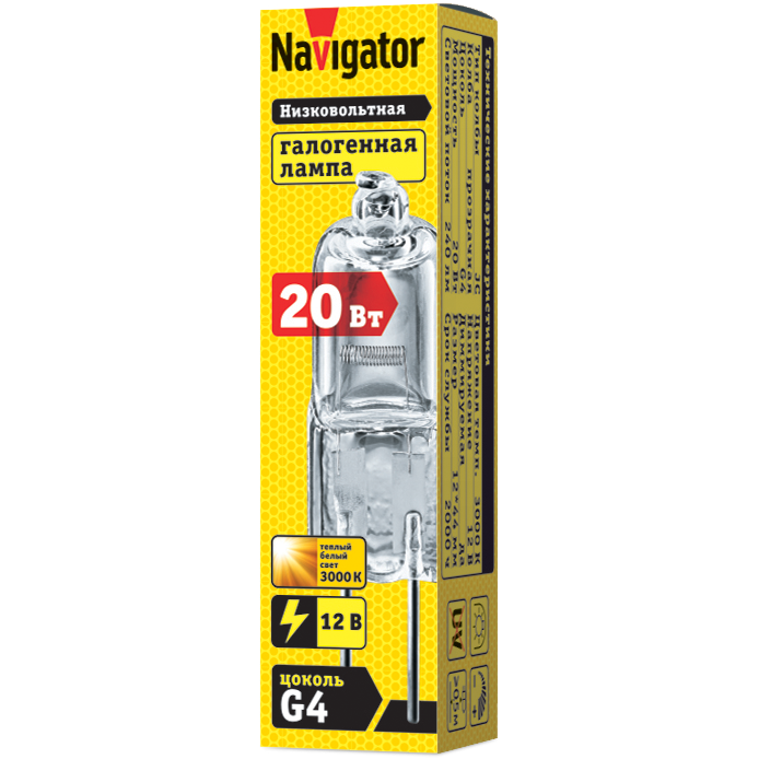 Лампа галог. 20W 12V JC/G4 NH-JC-20-12-G4-CL (94210)