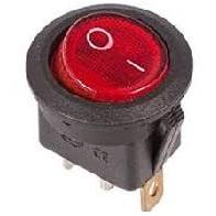 Выключатель клавишный круглый 220В 6А (3с) ON-OFF красный с подсветкой (RWB-214,SC-214,MIRS-101-8)