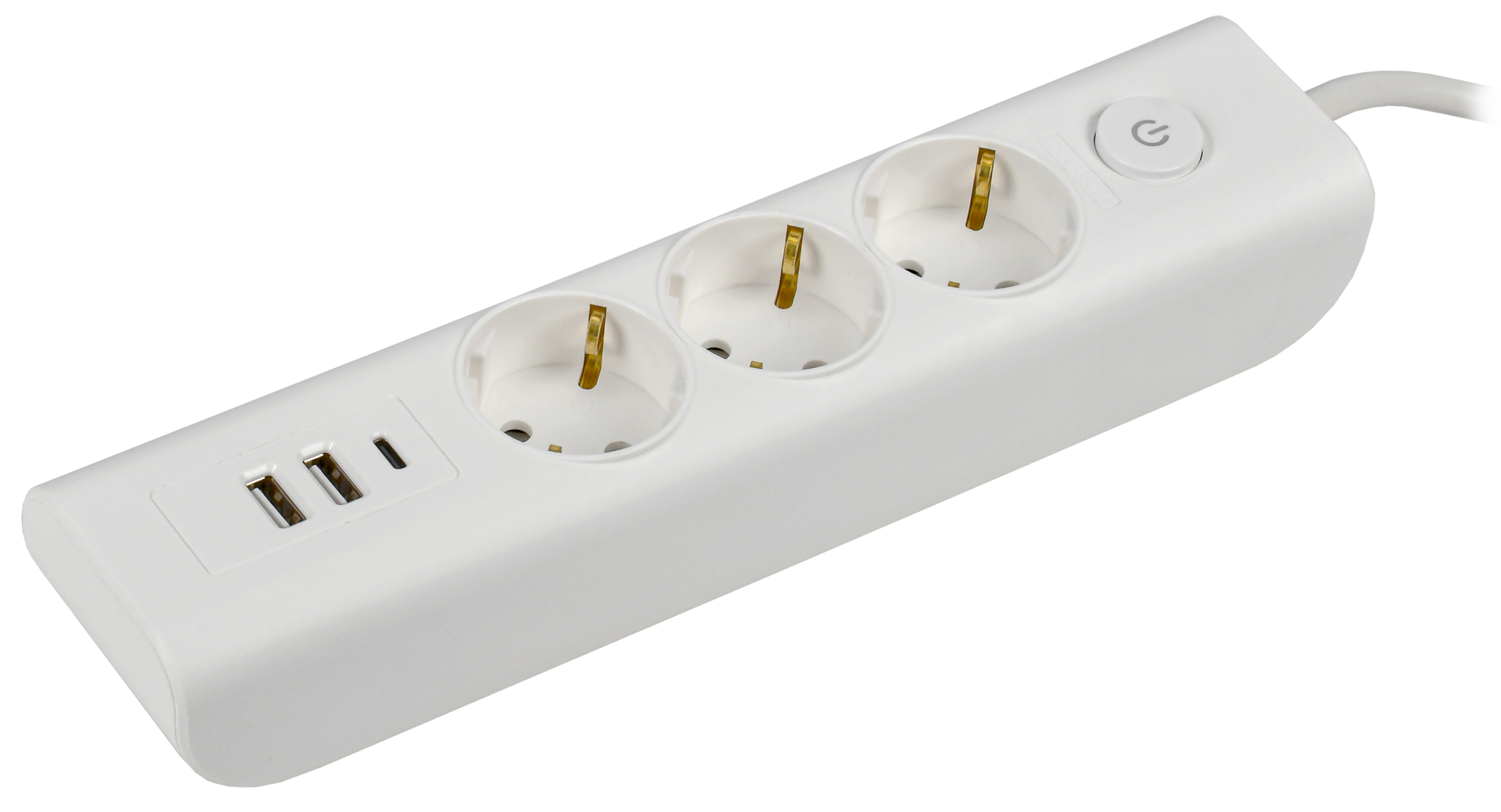 Удл. У03В 3 места с/з контактом 2м 3х1мм2 16А/250В USBх3 белый MODERN IEK