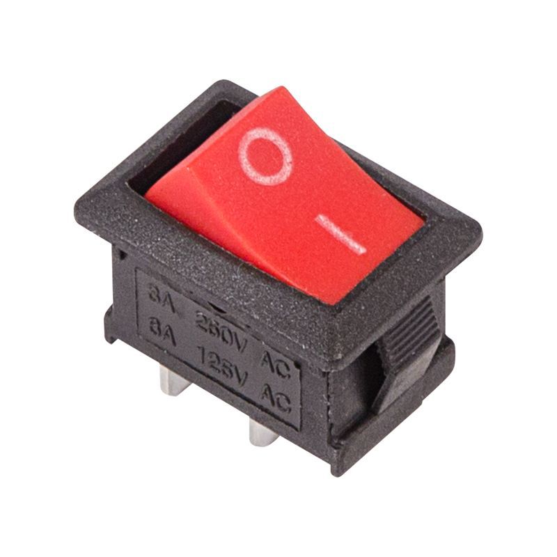 Выключатель клавишный 220В 6А (2с) ON-OFF красный Mini (RWB-201,SC-768)