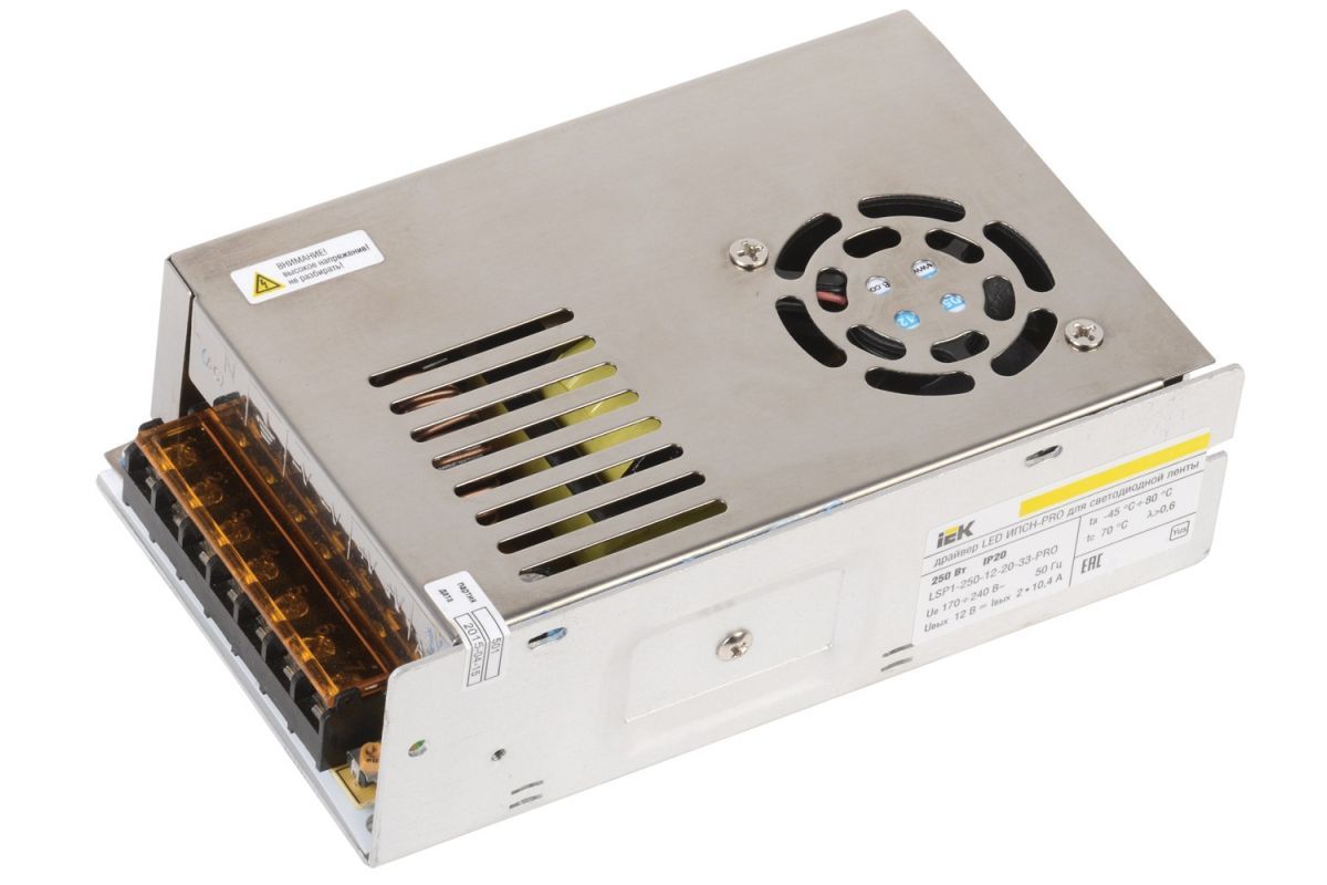 Драйвер LED ИПСН-PRO 250Вт 12 В блок - клеммы IP20 IEK
