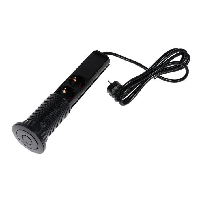 Розетка выдвижная Luazon 16А трёхместная в стол 2xUSB 2.1A черная