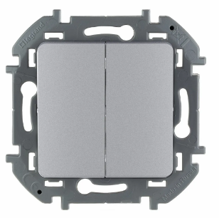 Legrand INSPIRIA Алюминий Выключатель двухклавишный 10 AX - 250 В 