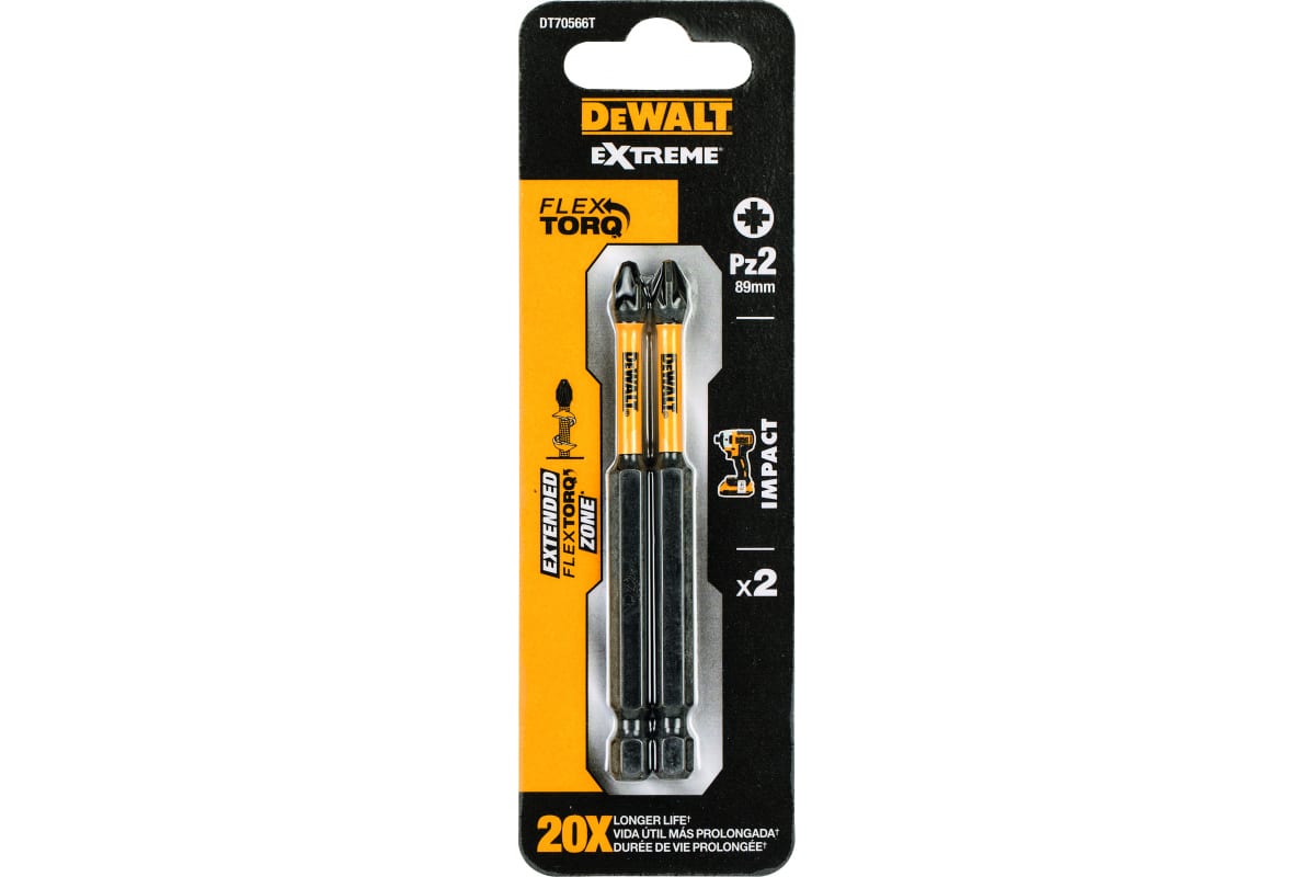 Бита PZ 2 х 85 мм (2 шт.) Impact Torsion DeWalt DT70566T