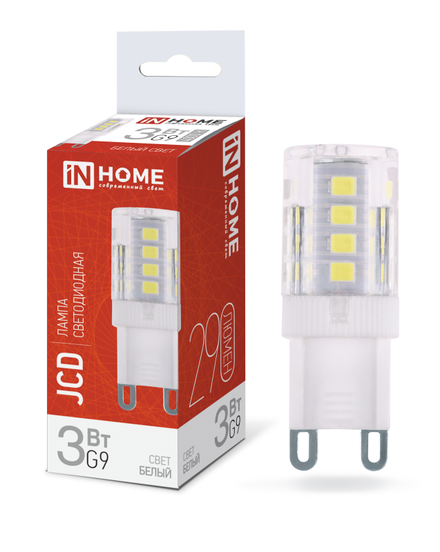 Лампа светодиодная LED-JCD 3Вт 230В G9 4000К 290Лм IN HOME