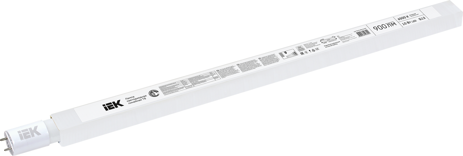 Лампа LED T8 линейная 10Вт 900Лм 230В 6500К G13 IEK