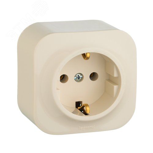 QUTEO Розетка 1-мест. д/откр.уст. с зазем. б/защ.шторок 16А слоновая кость