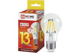 Лампа светодиодная LED-A60-deco 13Вт 230В Е27 3000К 1370Лм прозрачная IN HOME