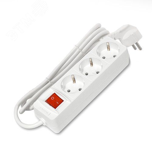 Удлинитель бытовой "DOMTOK" 3 гнезда, ПВС 3*1, 3,5кВт, с/з, выкл. 1,5м