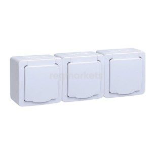РСб23-3-ГПБб Розетка 3м с з/к, с крышкой, для о/у IP54 "ГЕРМЕС PLUS" белый ИЭК