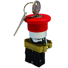 Кнопка LAY-5-BS142 "Грибок" с ключом красная d22мм 240В 1р ИЭК