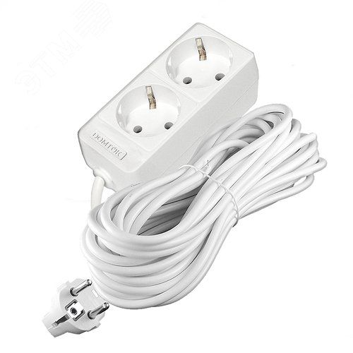 Удлинитель бытовой "DOMTOK" 2 гнезда, ПВС 3*1, 3,5кВт, с/з 10м