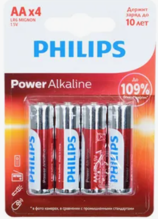 Э/пит. Philips LR6P4B/51 AA 1,5v (упак 4 шт)
