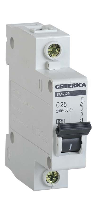 Авт.выкл. ВА47-29 1Р 25А 4,5кА х-ка C GENERICA
