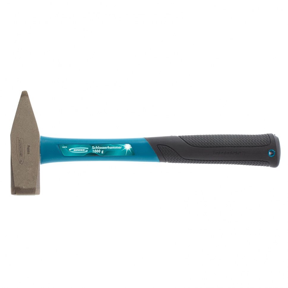 Молоток слесарный, 1000 г, квадратный боек, фибергласовая обрезиненная рукоятка// Gross
