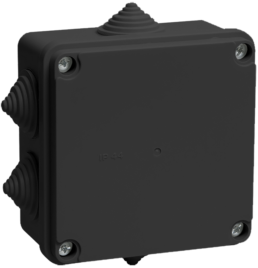Коробка распаячная КМ41233 для открытой проводки 100х100х50мм IP44 6 гермовводов черная IEK