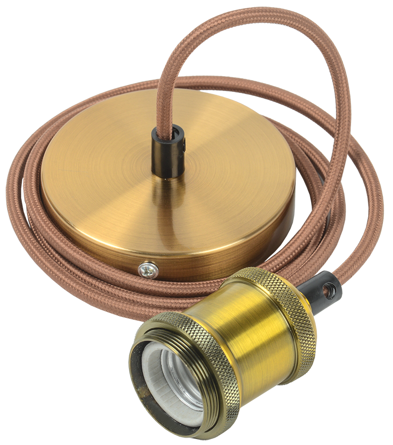 Патрон подвесной Пал27-04-К52 E27 со шнуром 1,5м RETRO золото IEK