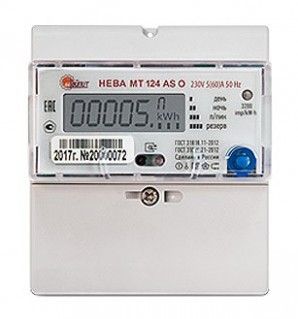 Счетчик эл. энергии 1ф. НЕВА МТ 124 AS O 5(60) 14 регион Тайпит