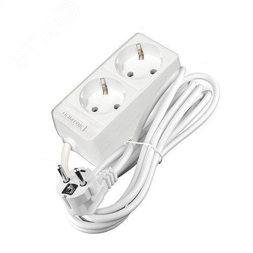 Удлинитель бытовой "DOMTOK" 2 гнезда, ПВС 3*1, 3,5кВт, с/з 7м