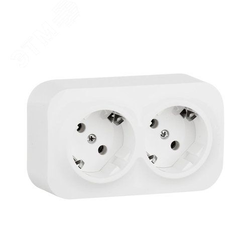 QUTEO Розетка 2-мест. для откр.уст. с зазем. б/защ.шторок 16А белый