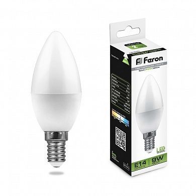 Лампа светодиодная Feron 9Вт Е14 4000K LB-570 Свеча