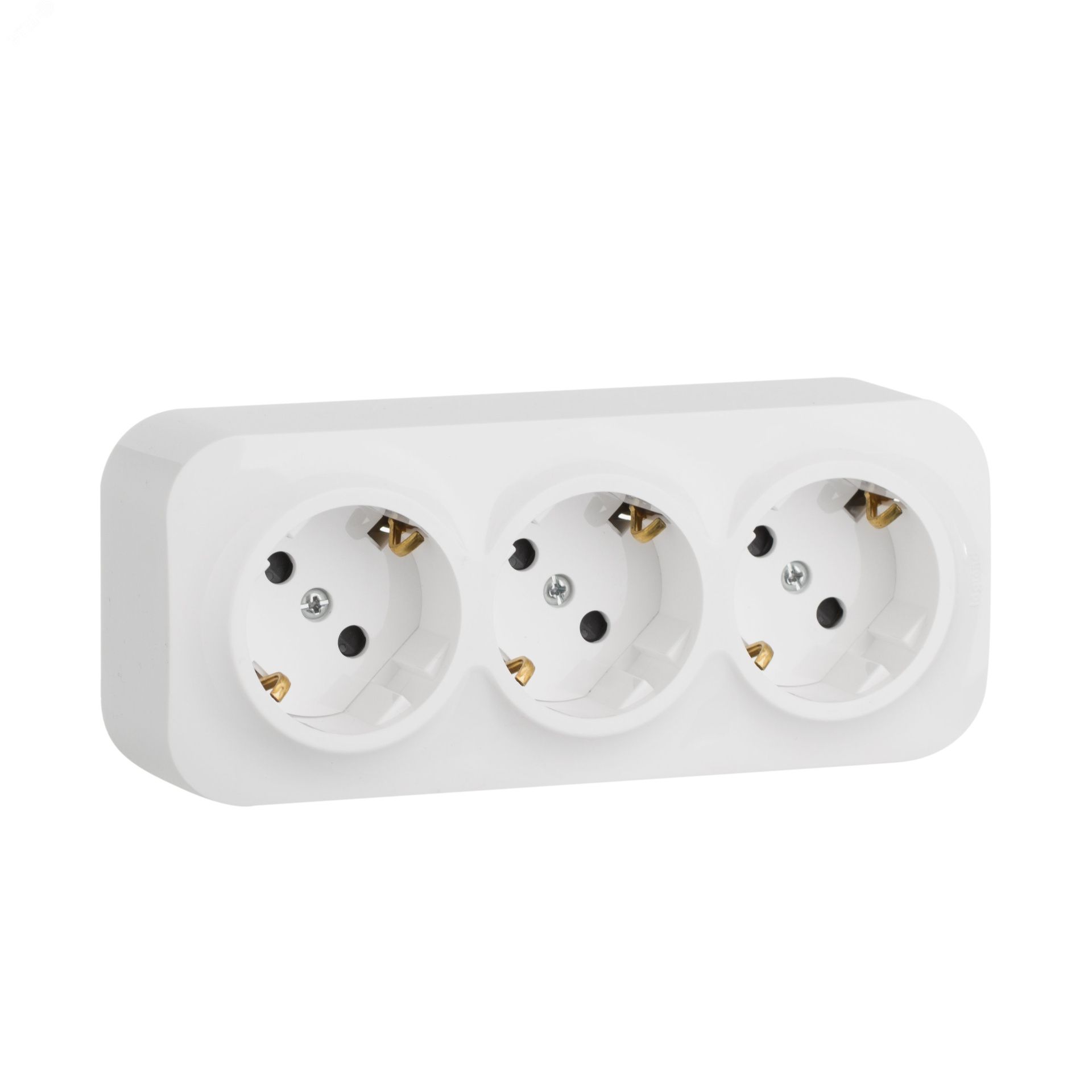 QUTEO Розетка 3-местная откр.уст. с заземл. с защ.шторками 16А белый 