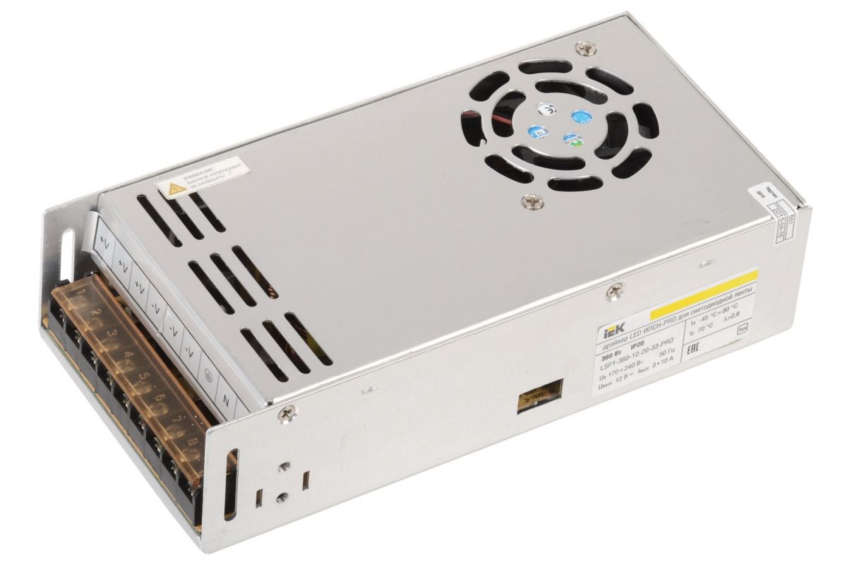 Драйвер LED ИПСН-PRO 360Вт 12 В блок - клеммы IP20 IEK